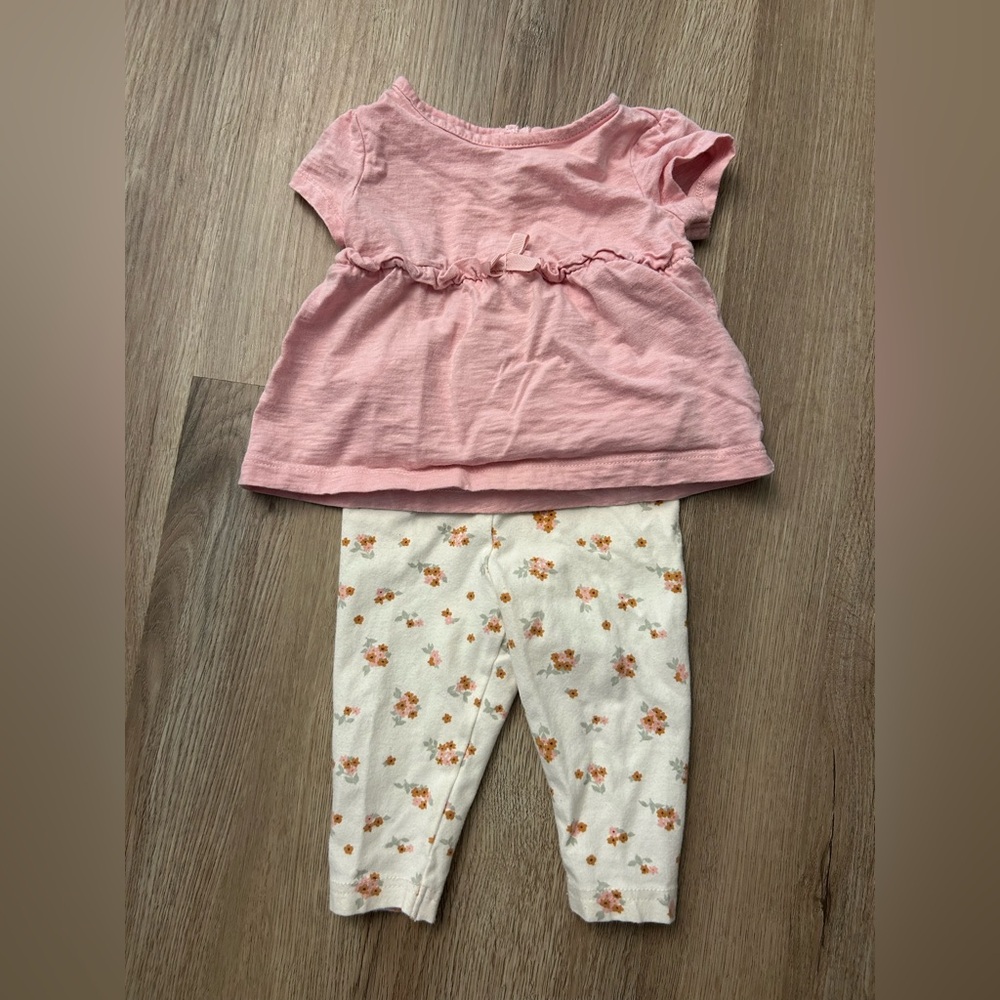 Carter's Pink Top and Floral Pants Set